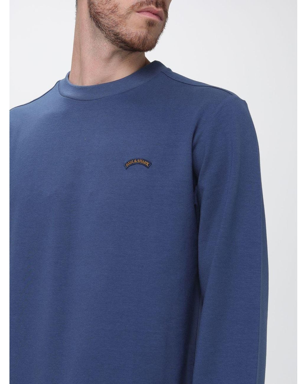 Paul & Shark Blue Paul &Amp Shark Cotton And Lyocell Blend Crewneck Sweatshirt By With Logo for men