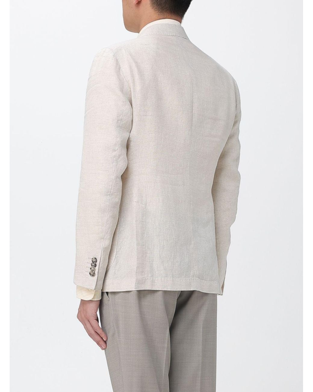 Manuel Ritz Gray Single-Breasted Linen Blazer for men