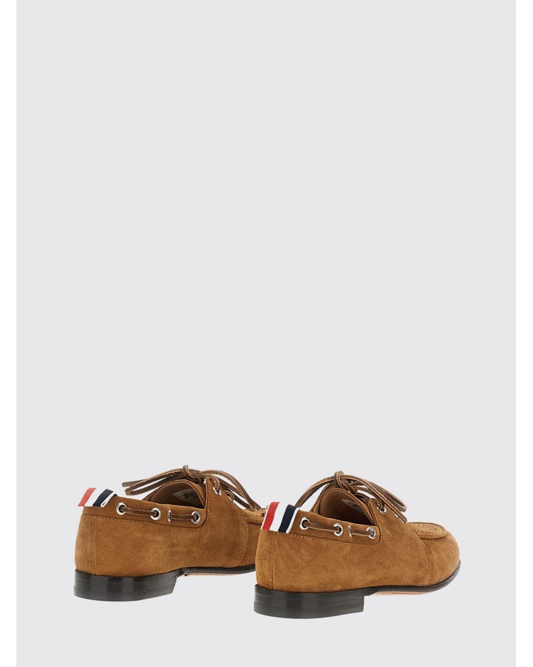 Thom Browne Brown Suede Boat Shoes With Tricolour Flag