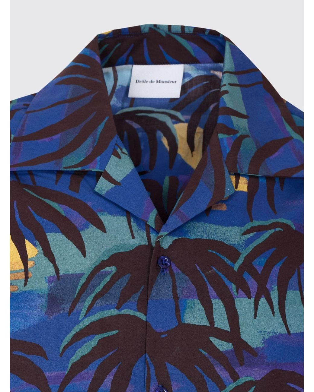 Drole de Monsieur Blue Printed Cotton Casual Shirt for men