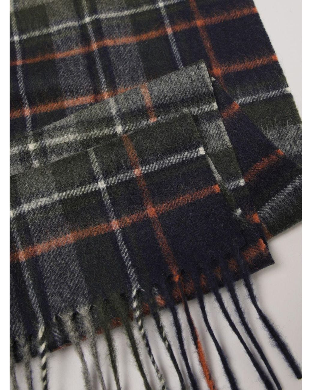 Barbour Gray Tartan Pattern Scarf for men