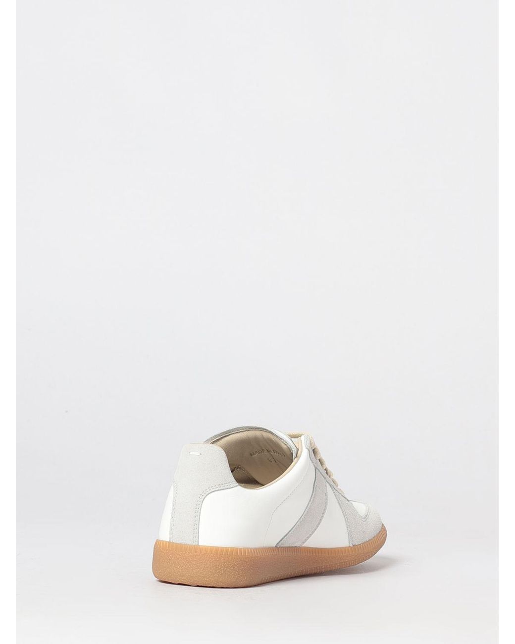 Maison Margiela White Replica Bicolor Leather And Suede Low-Top Sneakers