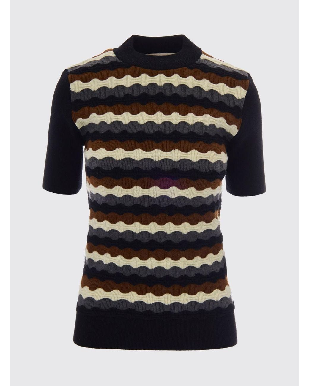 Marni Black Slim Fit Striped Virgin Wool Sweater
