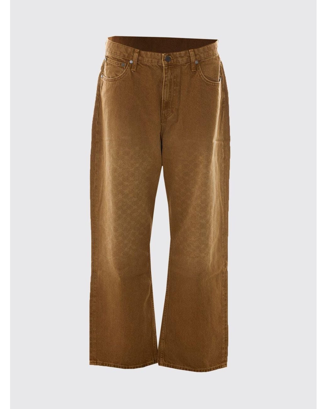 Daily Paper Brown Wide Leg Cotton Denim Jeans With A Worn Effect And Five-Pocket Design for men