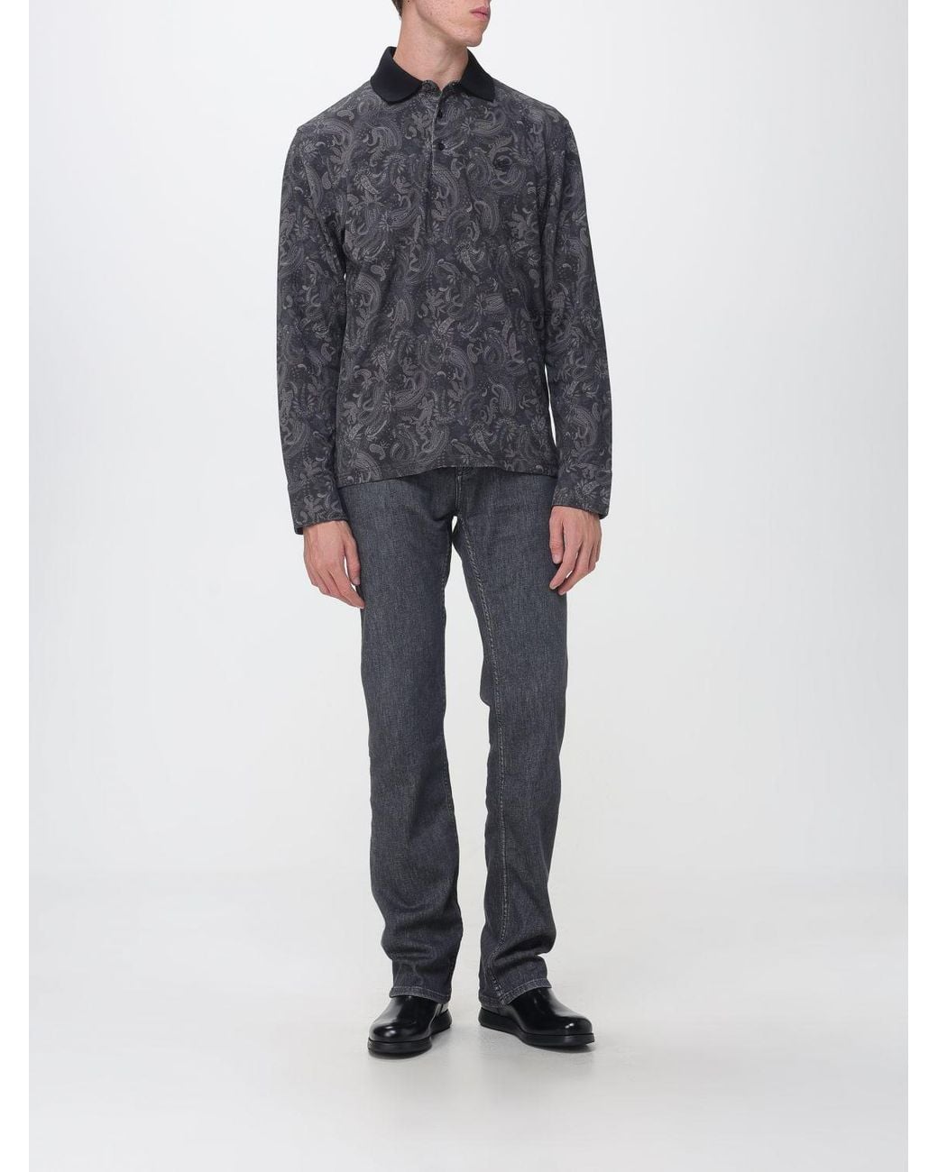 Etro Blue Slim Fit Five-Pocket Cotton Denim Jeans With Mid-Rise Waist for men