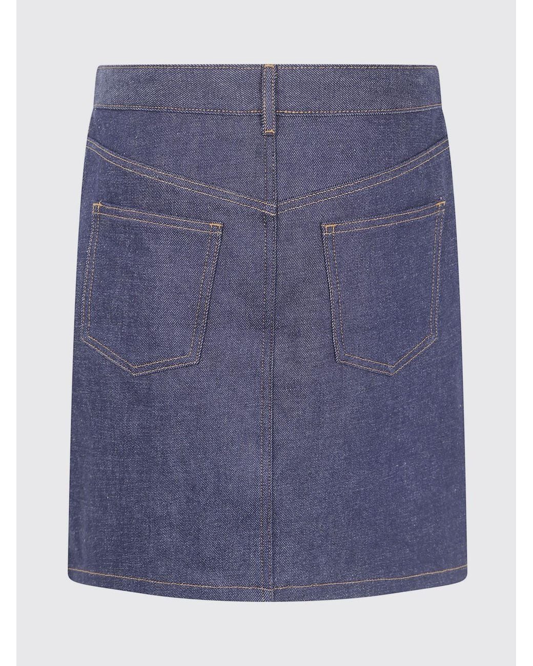 A.P.C. Blue Cotton Denim Five-Pocket Pencil Mini Skirt