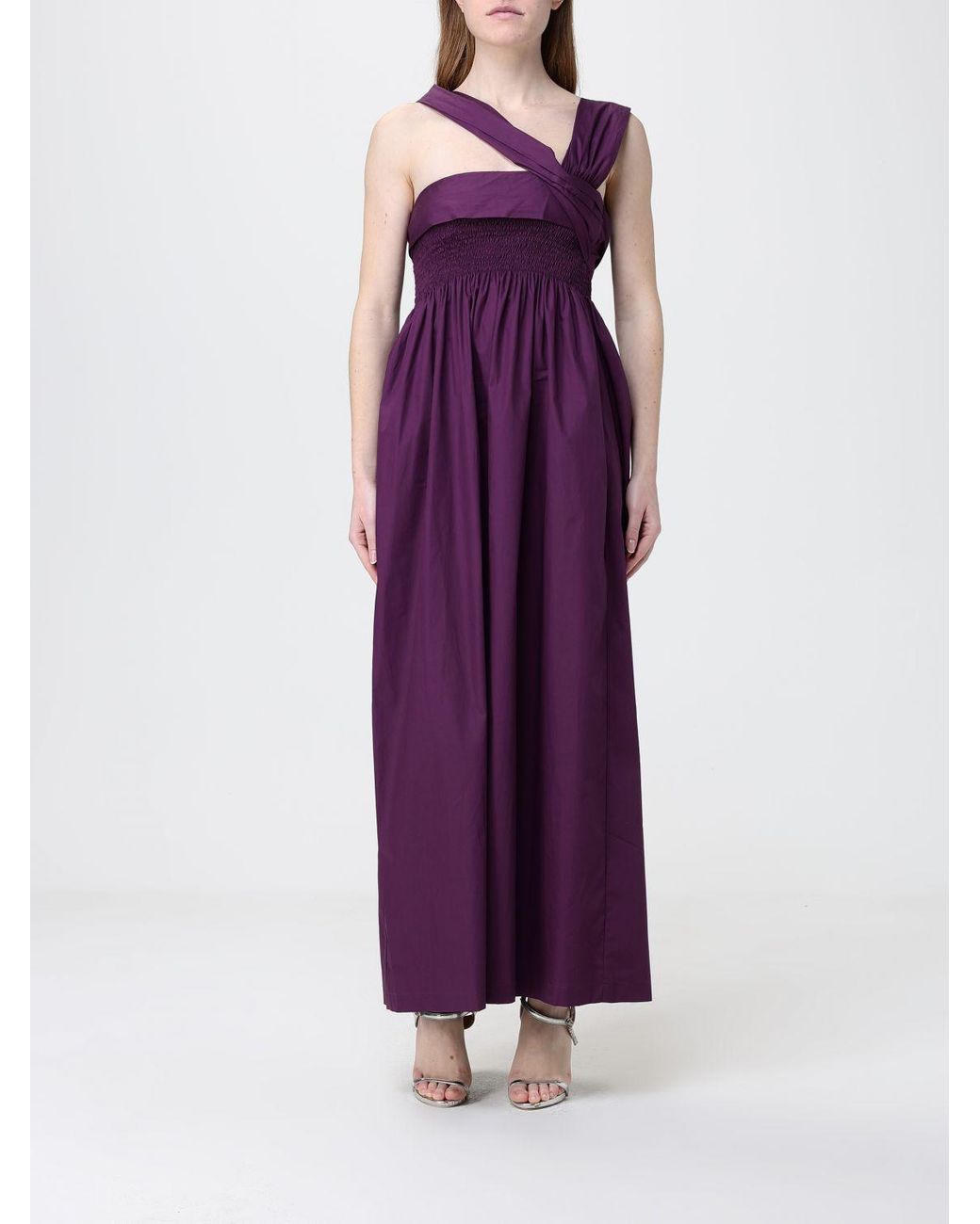 Tela Purple Cotton One-Shoulder Dress