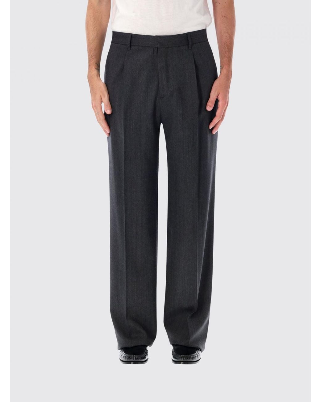 Lardini Blue Wide-Leg Stretch Virgin Wool Pleated Trousers for men