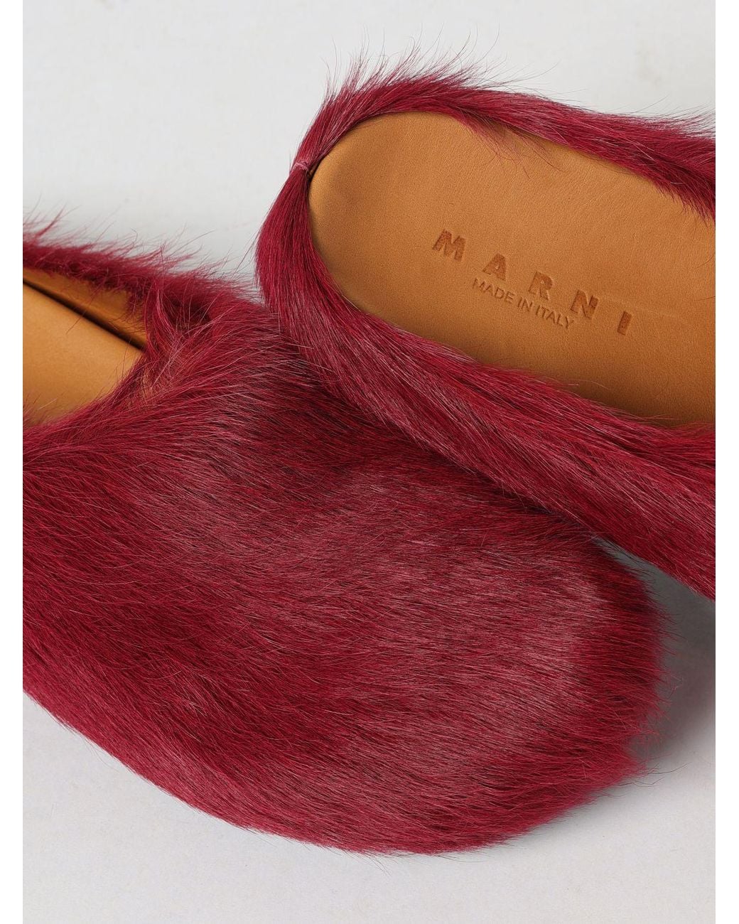 Marni Red Fur Sabots for men