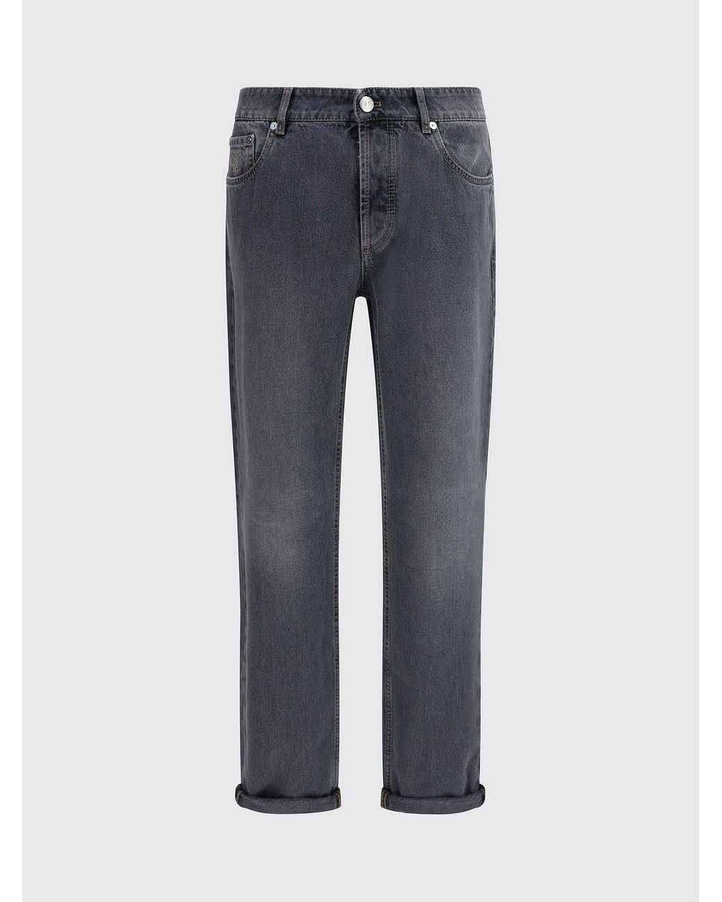Brunello Cucinelli Blue Cotton Slim Fit Jeans for men