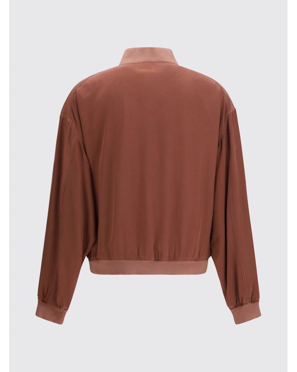 Versace Brown Silk Bomber Jacket With Zip Closure And Elasticated Hem for men