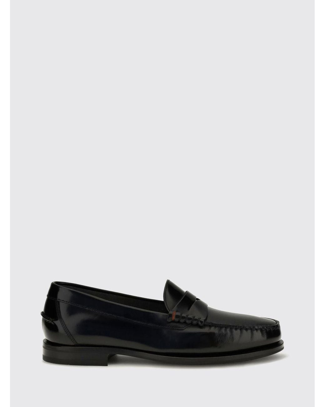 Santoni White Calf Leather Penny Loafers With Saddle Strap And Raised Apron Toe for men