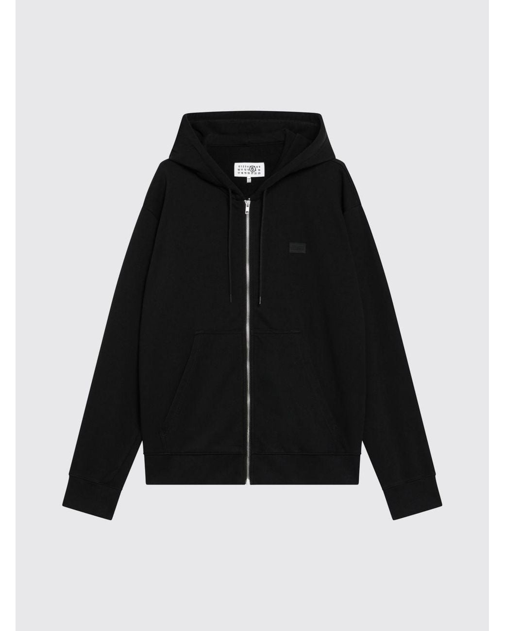MM6 by Maison Margiela Black Cotton Zip-Up Hoodie With Tonal Logo for men