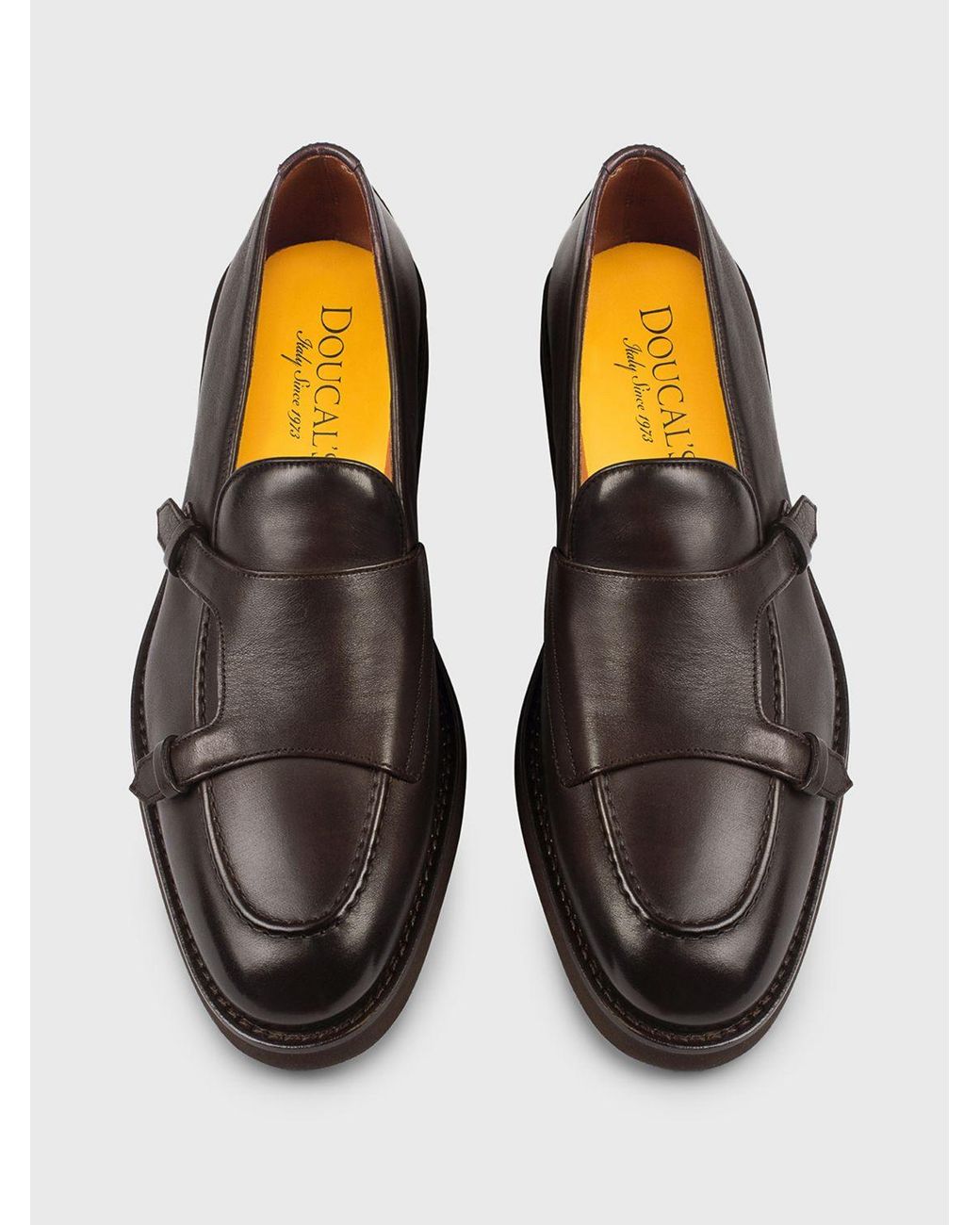 Doucal's White Leather Monk Strap Shoes for men