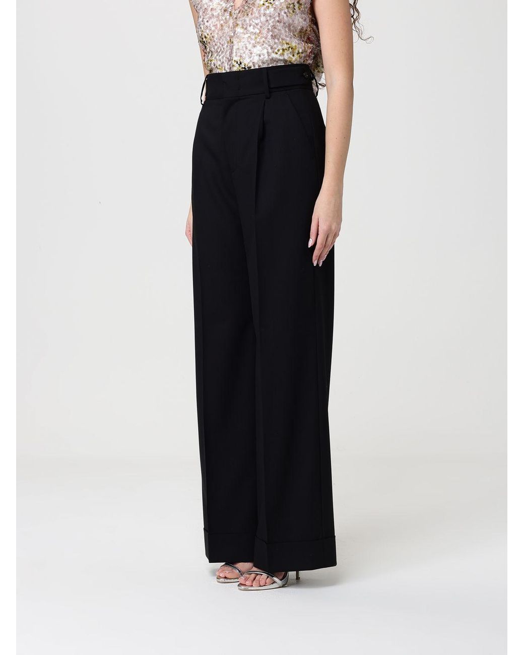 Alberta Ferretti Black Crepe Palazzo Trousers