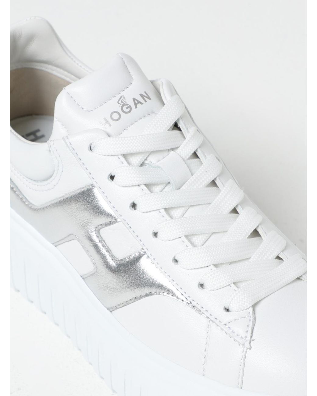 Hogan White H-Stripe Leather Sneakers