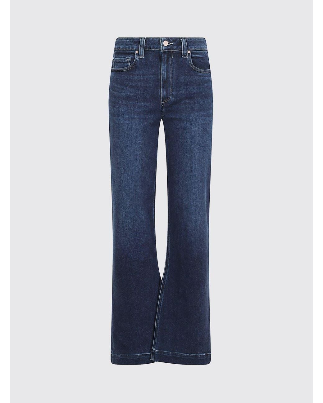PAIGE Blue Flared Leenah Trousers With A Mid-Rise Waist
