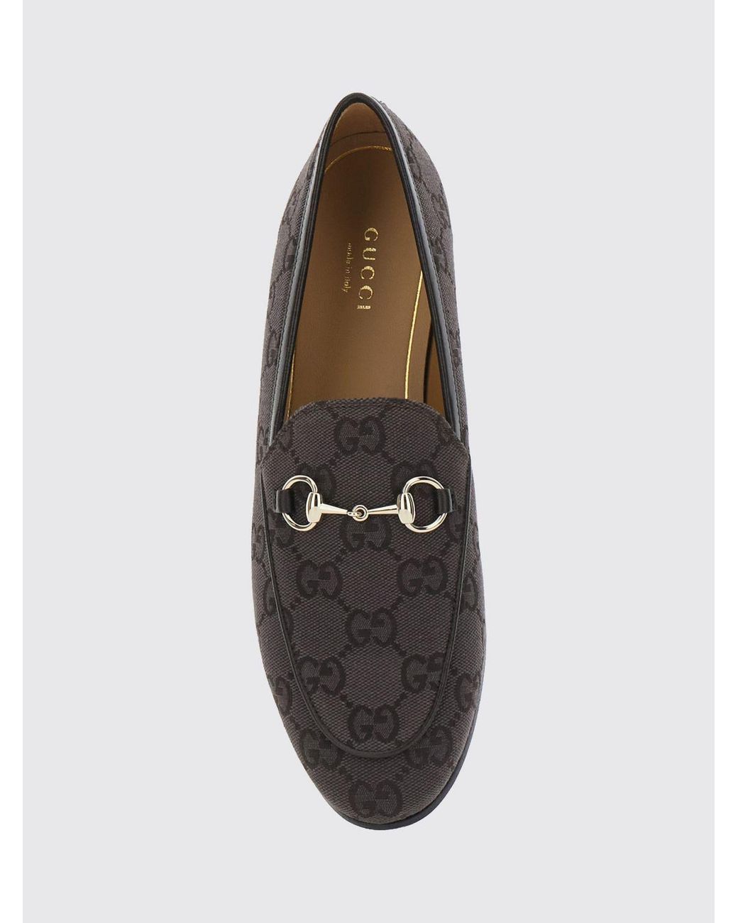 Gucci White Gg Jacquard Fabric Loafers With Horsebit Detail