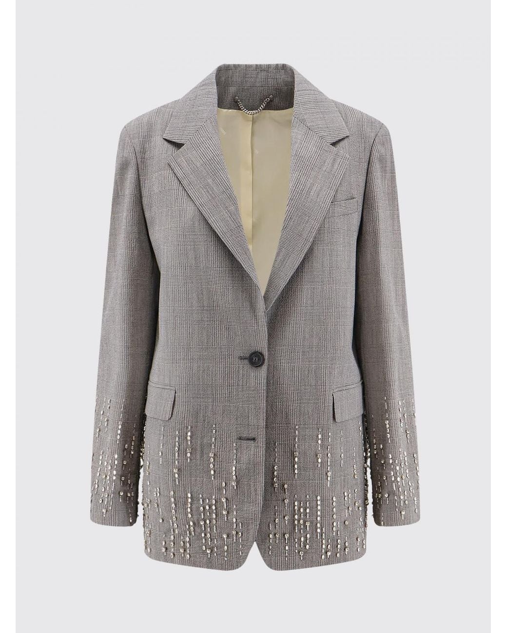 Golden Goose Deluxe Brand Gray Virgin Wool Blazer With Crystals