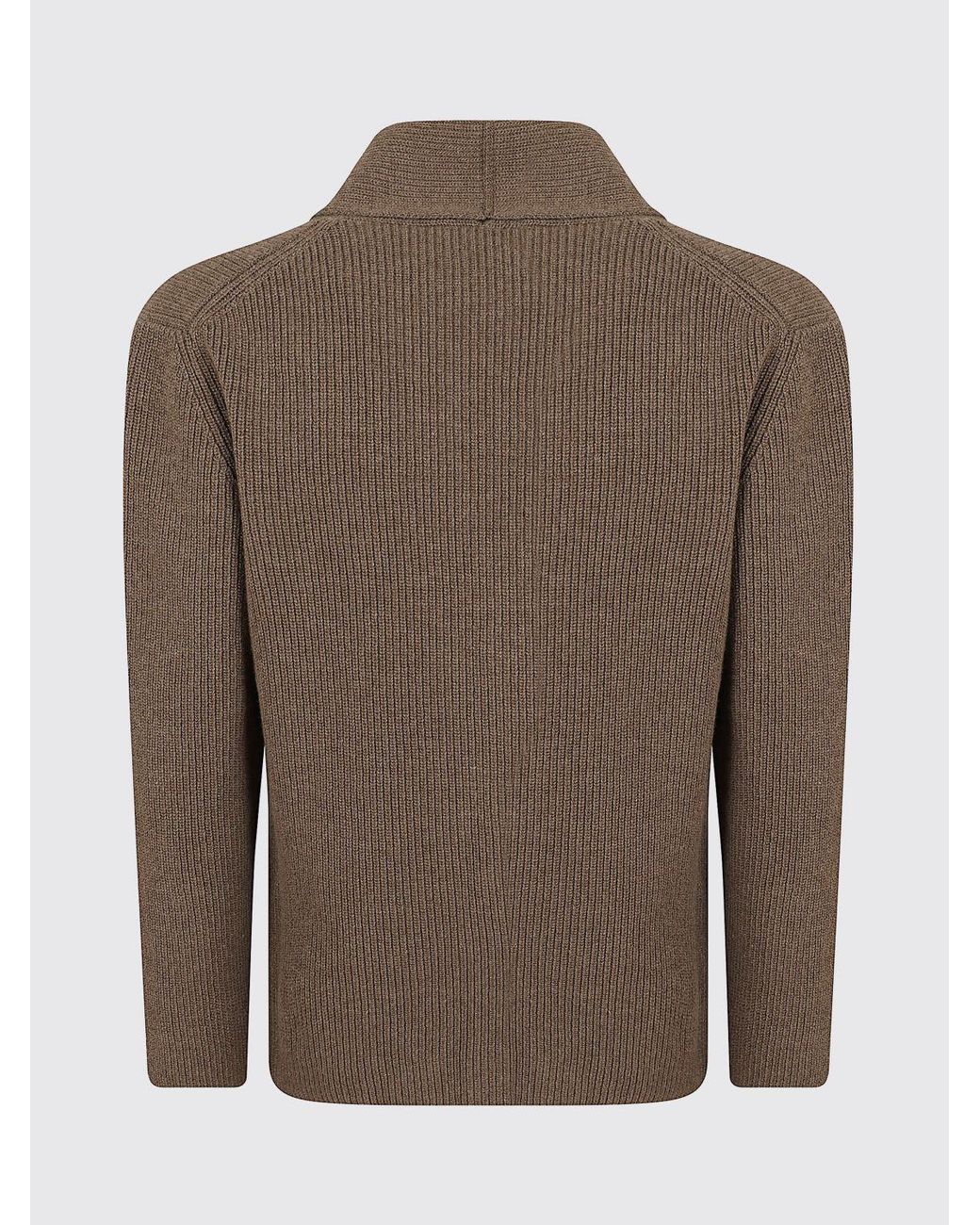 Ballantyne Brown V-Neck Pure Wool Button-Up Cardigan for men