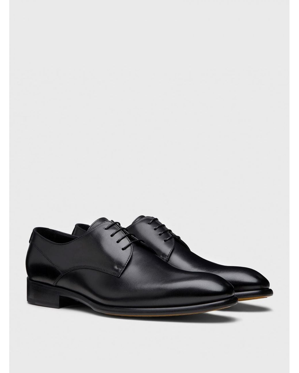 Doucal's Black Leather Derby Shoes for men