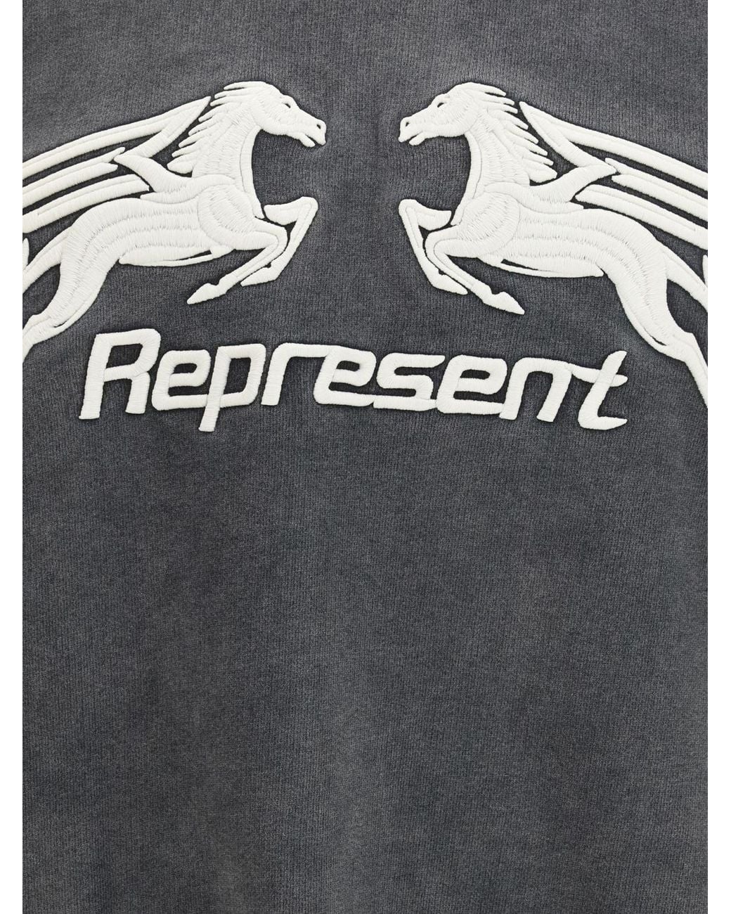 Represent Gray Cotton Logo Crewneck Sweatshirt for men