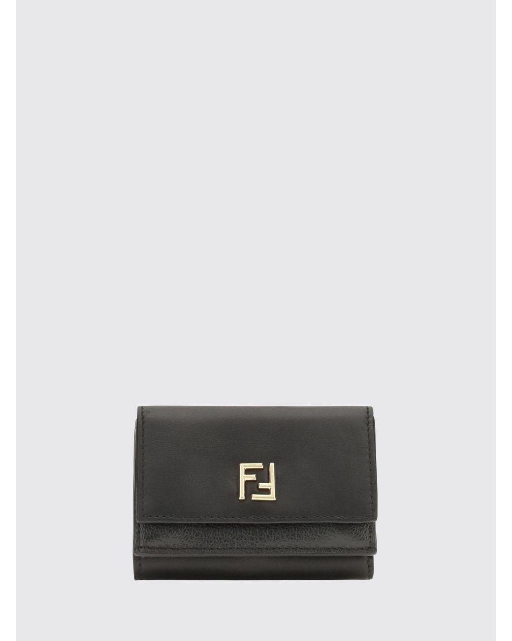 Cartera De Tres Pliegues De Piel Con Monograma Ff Y Cierre A Presión Fendi de color Black