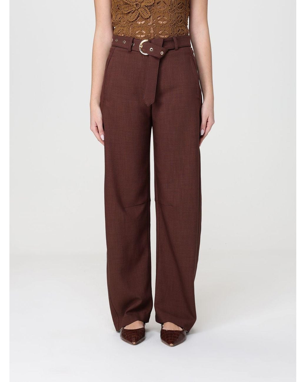 Pinko Brown Lexy Wide-Leg Trousers