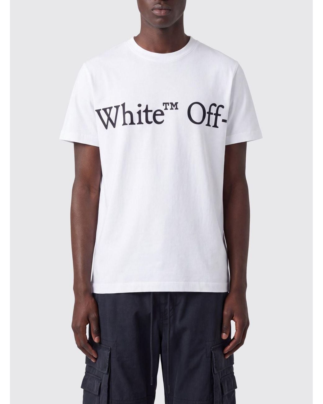 Off-White c/o Virgil Abloh White Cotton Crew Neck T-Shirt With Contrasting Logo for men