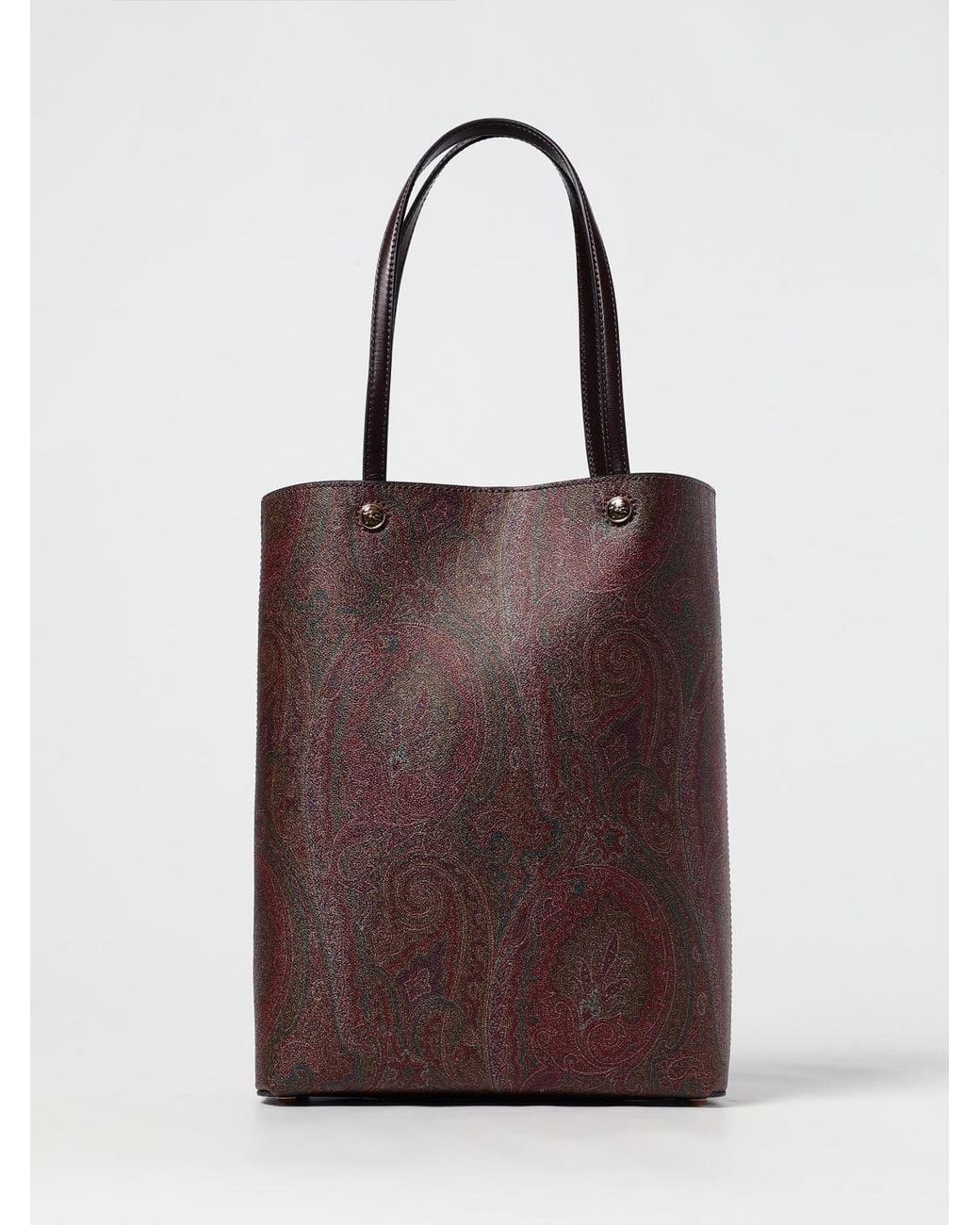 Etro Brown Essential Paisley Print Coated Cotton And Leather Bag for men
