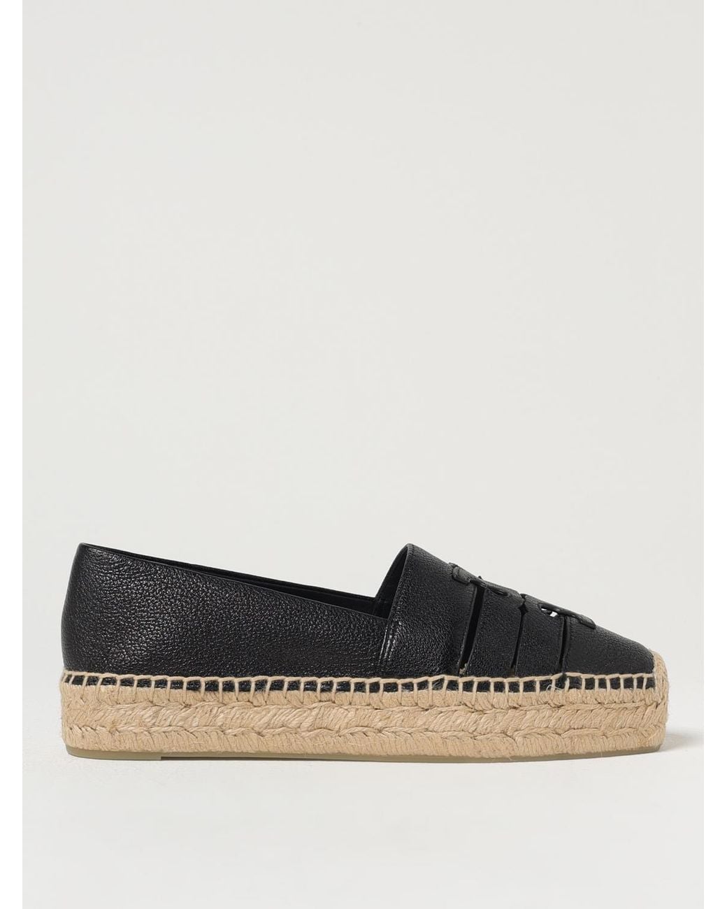 Tory Burch Black Espadrilles Aus Genarbtem Leder