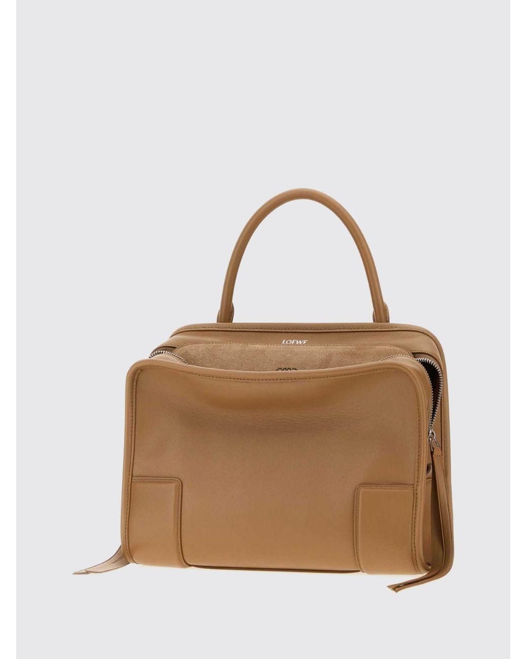 Loewe Brown Amazona 180 Calfskin Leather Handbag With Removable Shoulder Strap