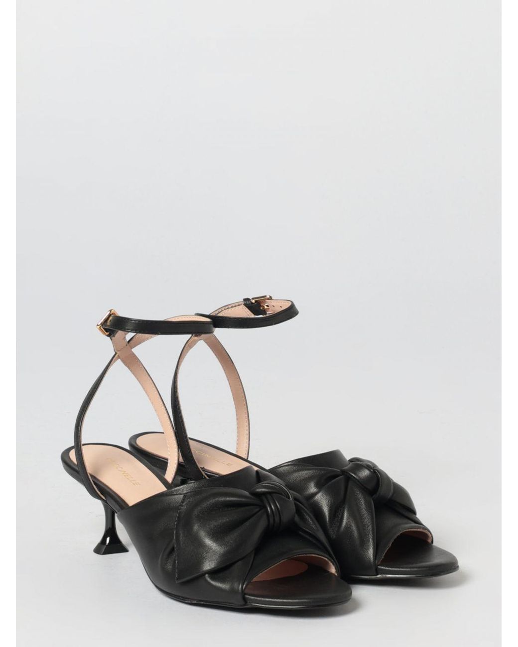 Coccinelle White Furoshiki Leather Sandals With Bow