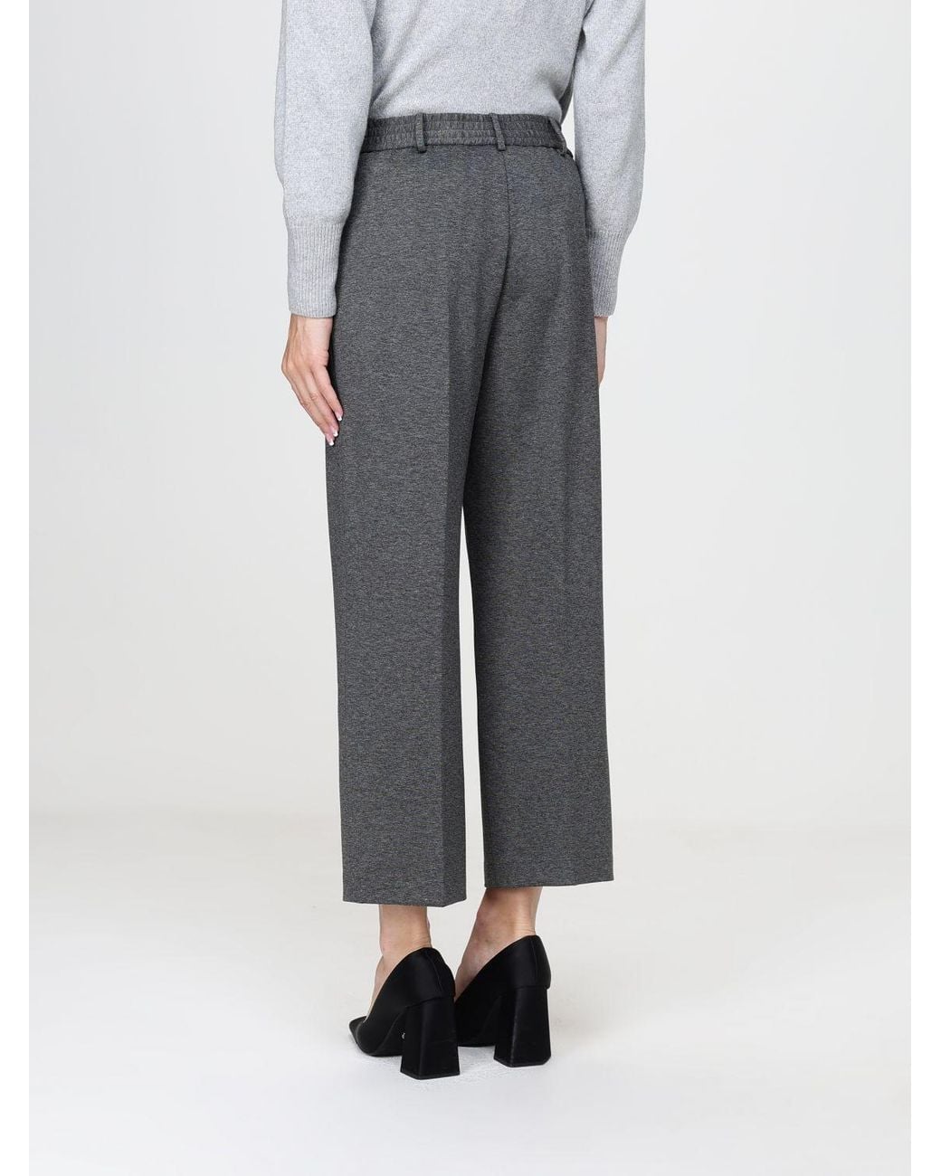 Liviana Conti Gray Danny High-Waisted Cropped Crêpe Trousers With Slant Pockets