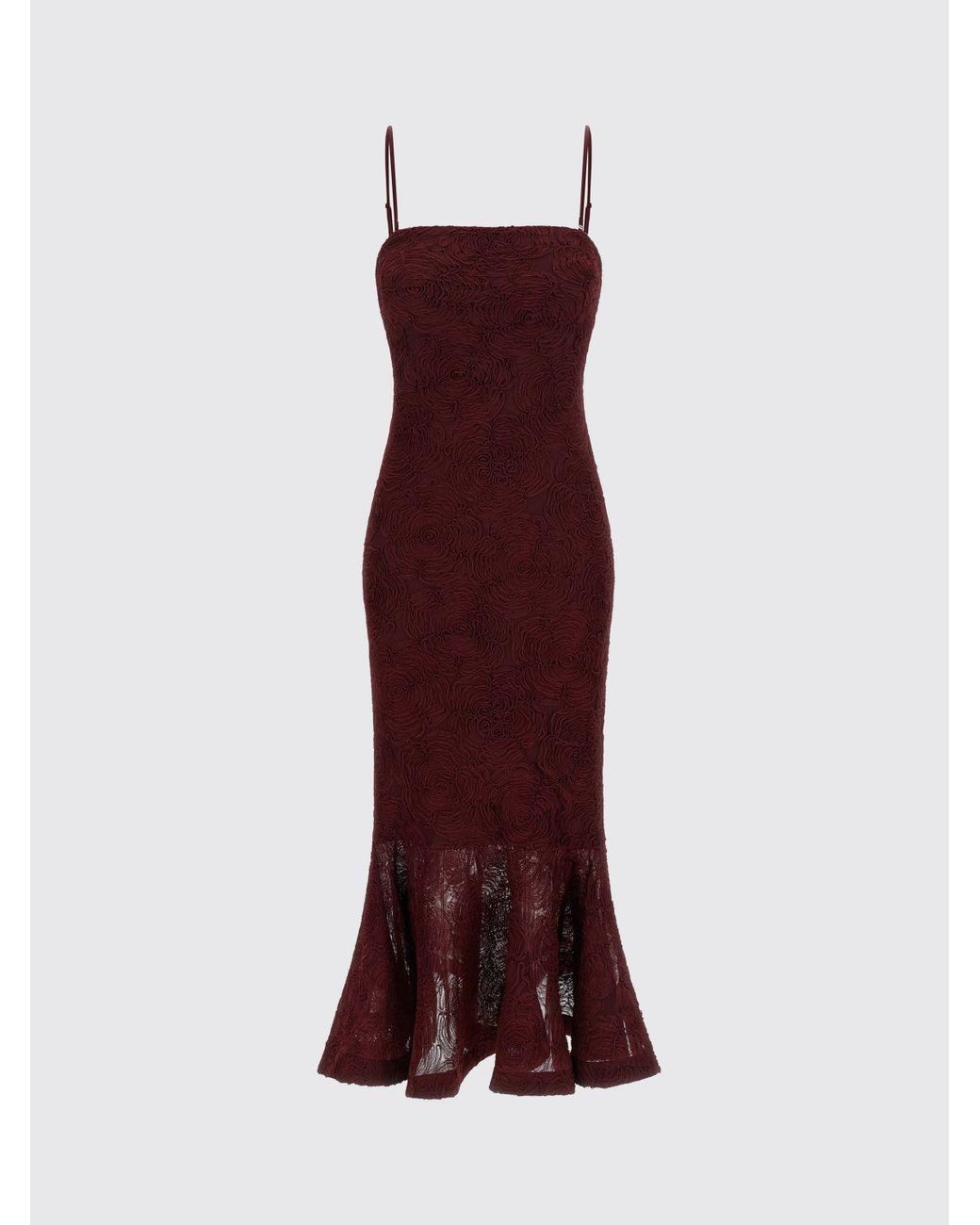 ROTATE BIRGER CHRISTENSEN Flared Midi Cocktail Dress With Square Neck And Floral Pattern