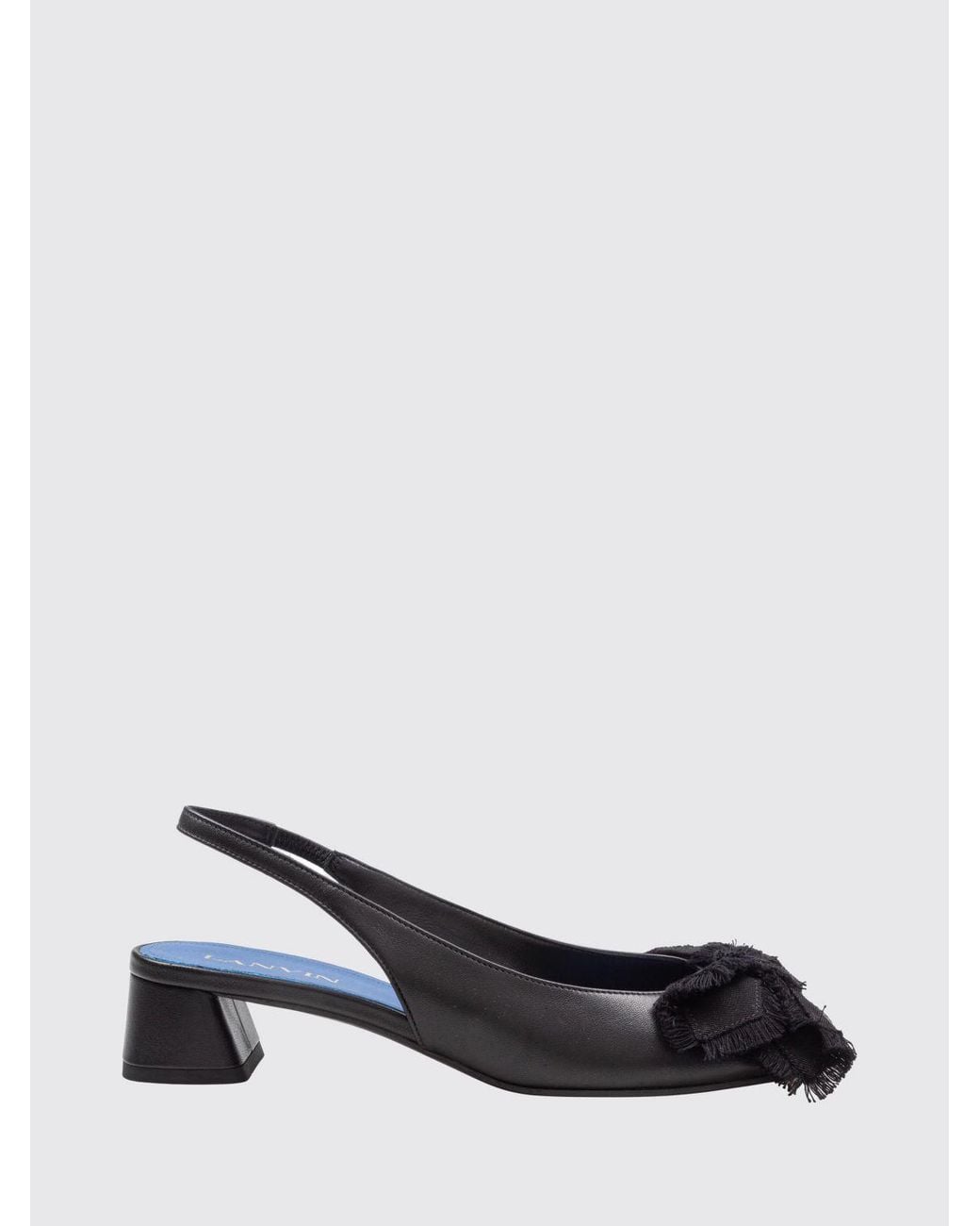 Lanvin White Smooth Leather Slingback Ballet Flats With Round Toe And Grosgrain Bow