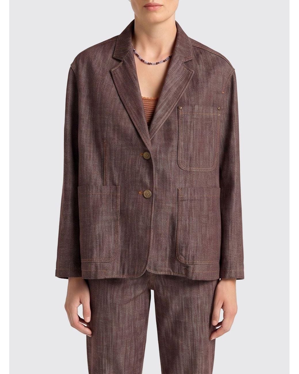 Momoní Brown MomonÌ Single-Breasted Cotton Blazer