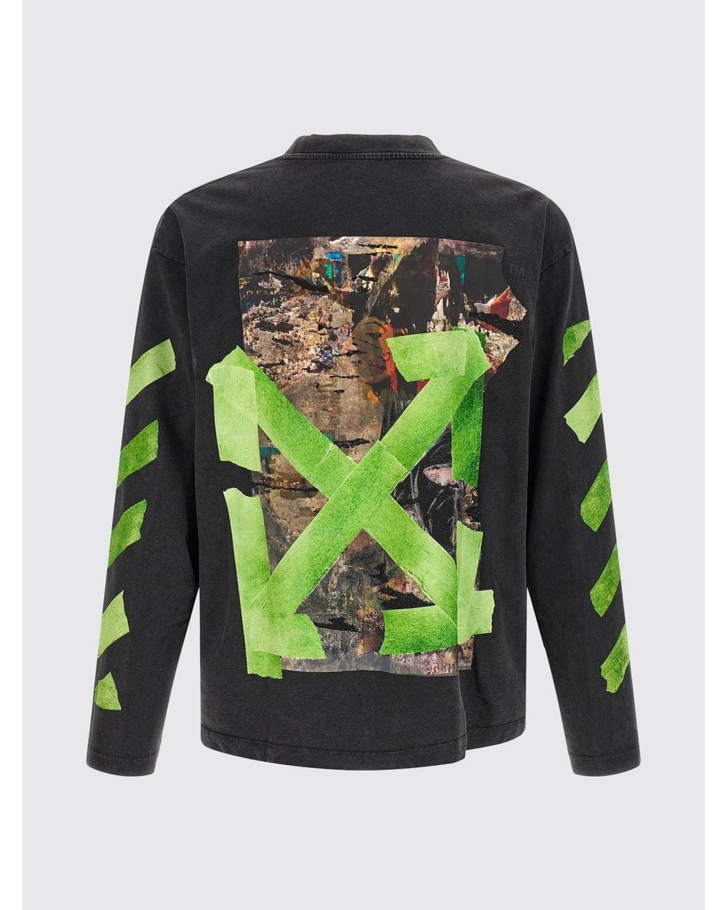Off-White c/o Virgil Abloh Gray Long-Sleeved Cotton T-Shirt With Arrow Graphic Print for men