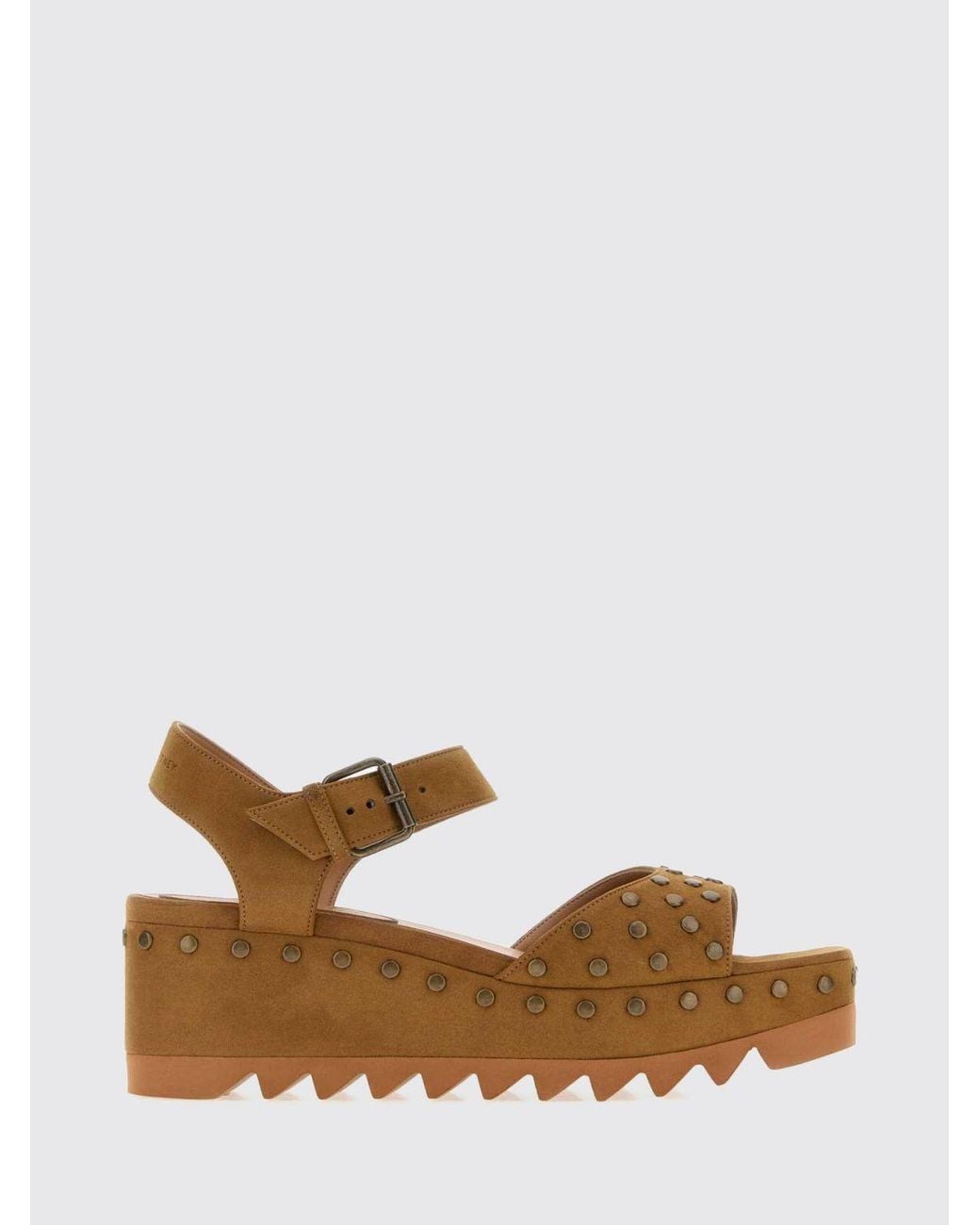 Stella McCartney Brown Studded Eco Alter Mat Wedge Sandals With Ankle Strap