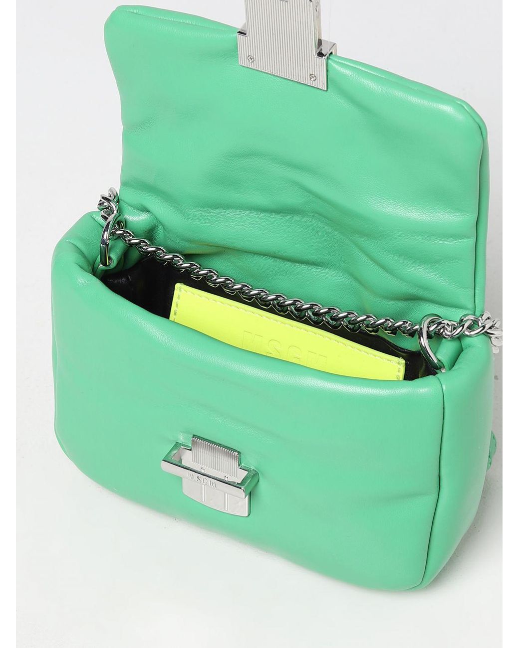 MSGM Green Bag In Synthetic Nappa Leather