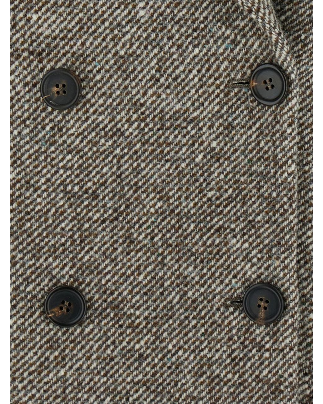 Brunello Cucinelli Brown Striped Double-Breasted Wool And Silk Blazer