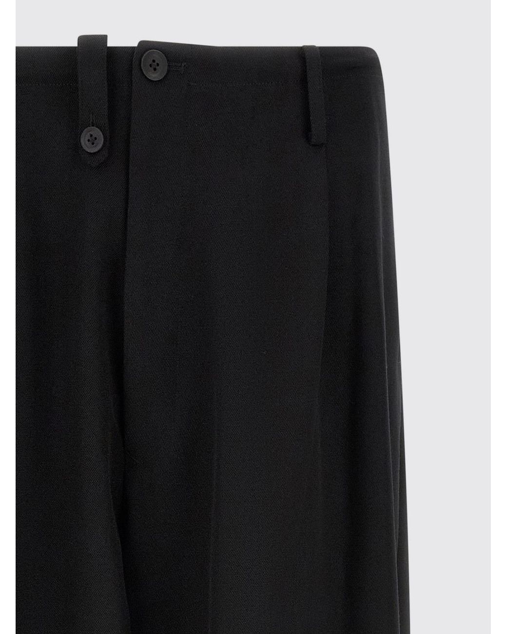 Yohji Yamamoto Black Wide-Leg Pure Wool Trousers With Drawstring Hems for men