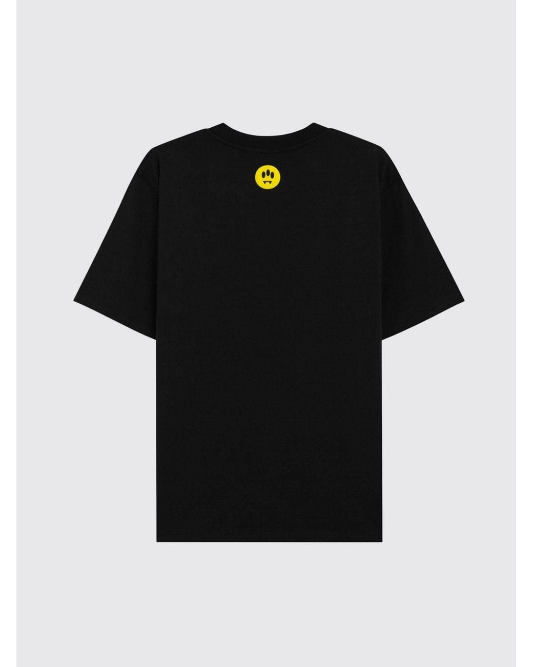 Barrow Black Contrast Logo Cotton T-Shirt With Crew Neck for men
