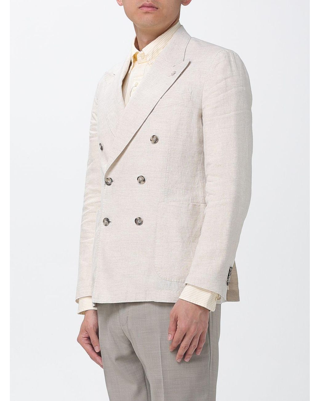 Manuel Ritz Gray Single-Breasted Linen Blazer for men