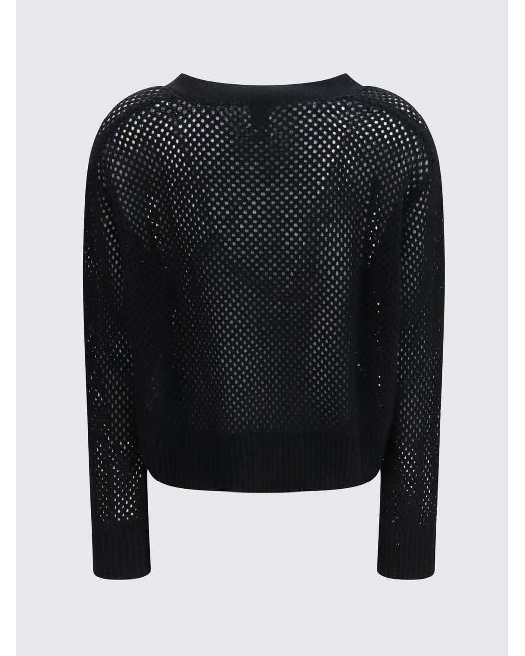 Allude Black Open-Knit Wool And Cashmere-Blend V-Neck Cardigan