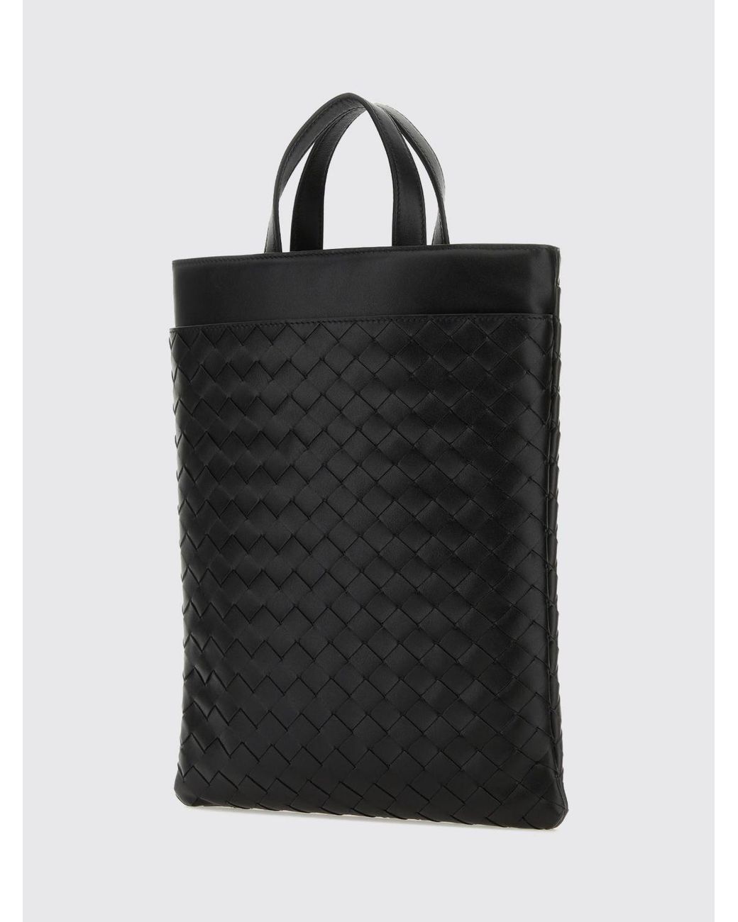 Bottega Veneta Black Intrecciato Woven Calfskin Leather Laptop Bag for men