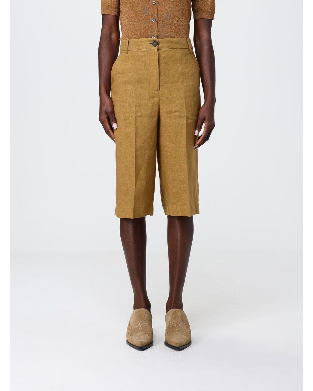 Pinko Natural Linen Blend Chino Shorts