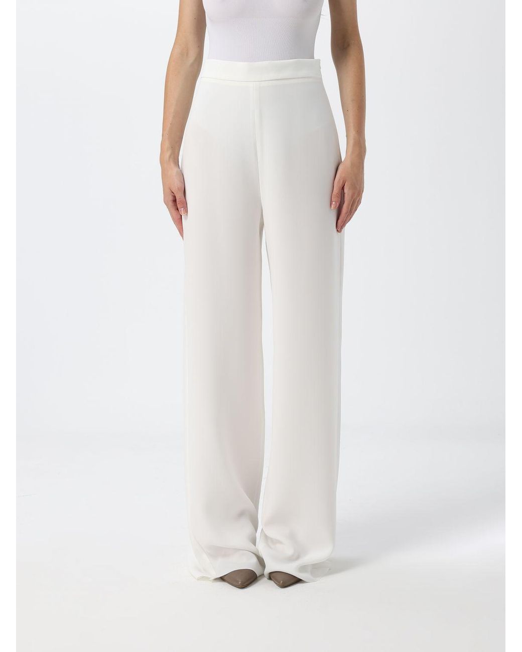 Max Mara White High-Waisted Wide-Leg Criªpe Palazzo Trousers