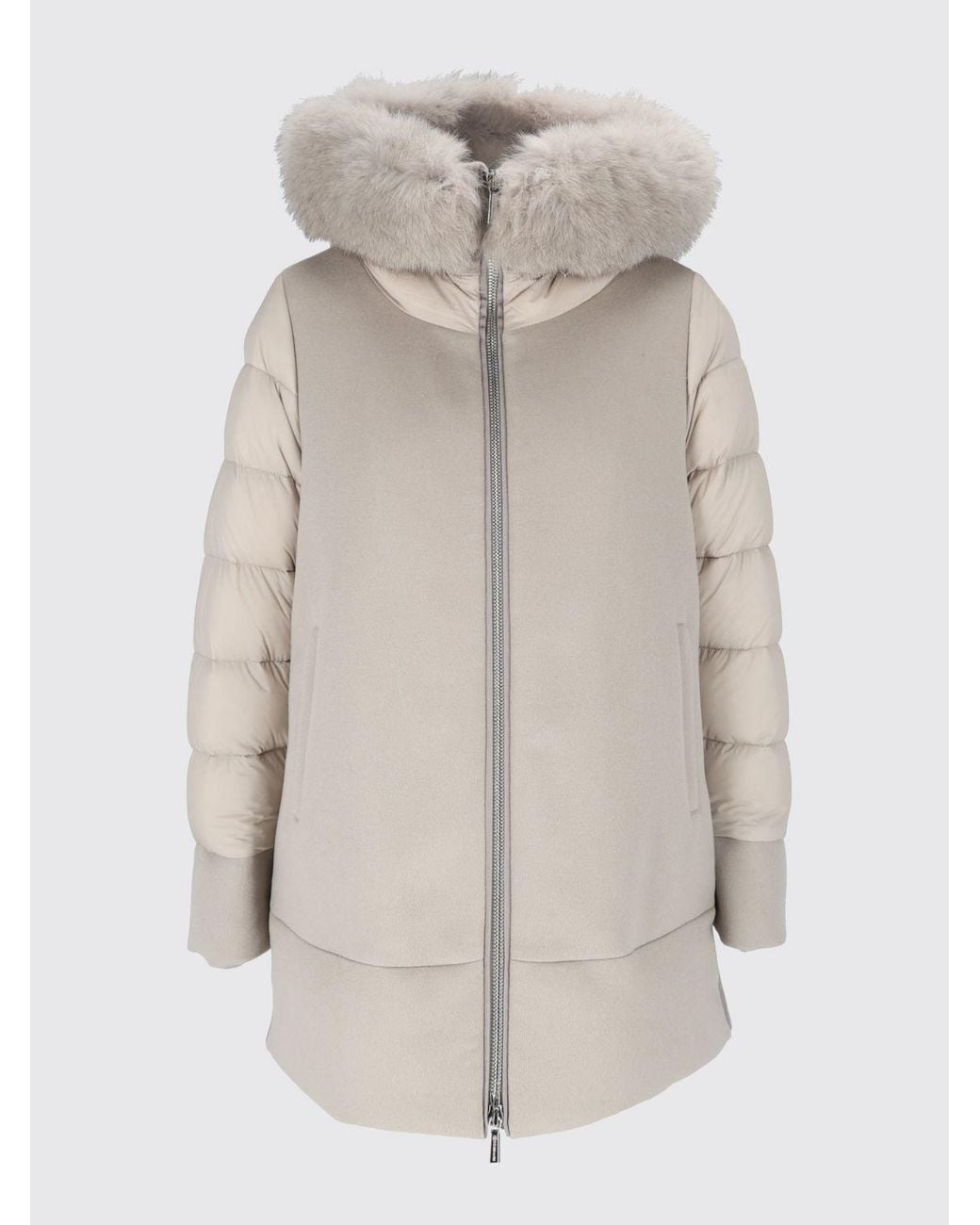 Moorer Gray Quilted Knee-Length Coat