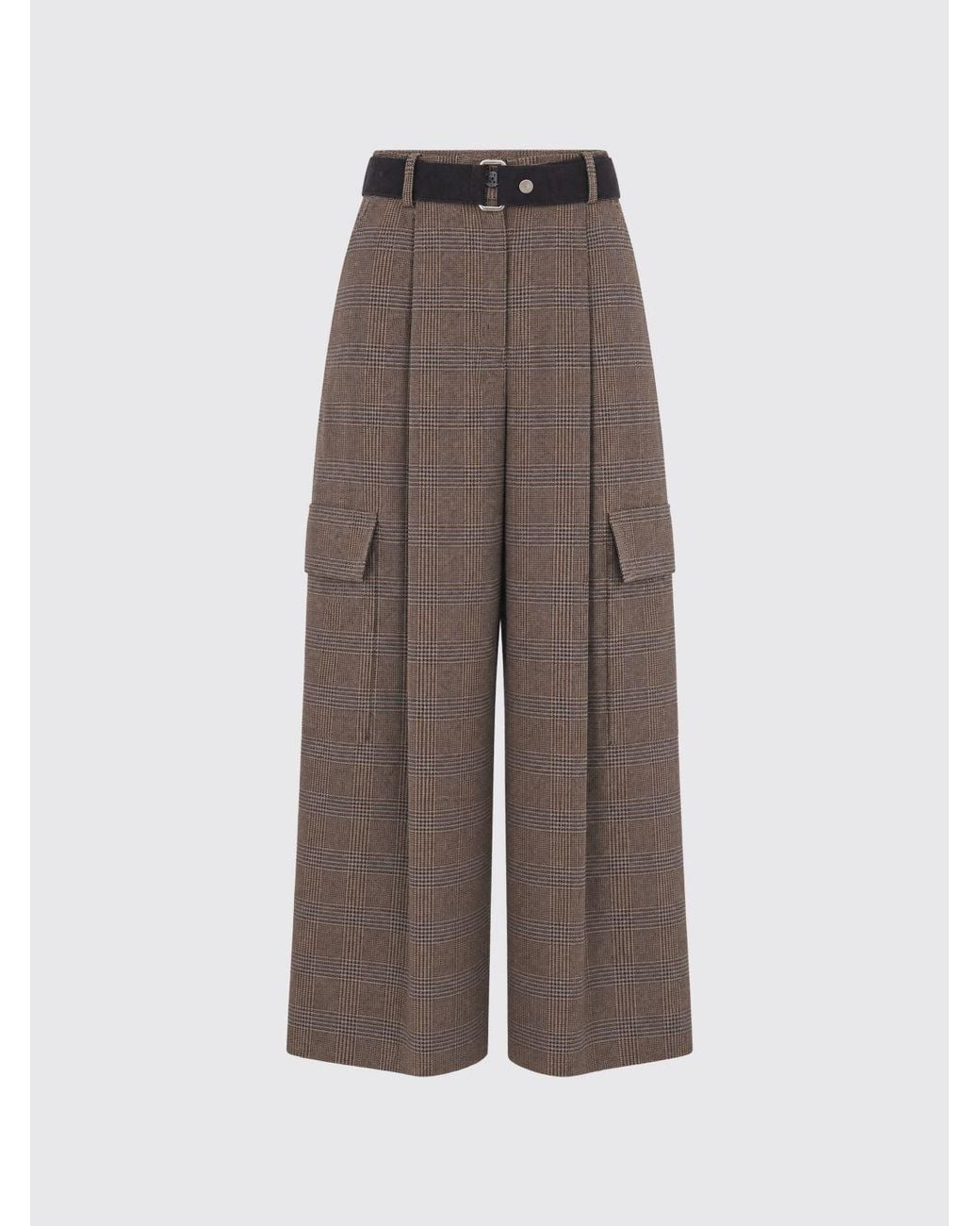 P.A.R.O.S.H. Brown Riley High-Waisted Prince Of Wales Wool P.A.R.O..H. Cargo Trousers